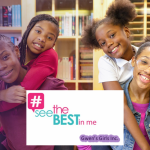 Image of 4 young girls with hashtag "see the best in me"