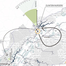 map of knoxville region showing several reforestation efforts